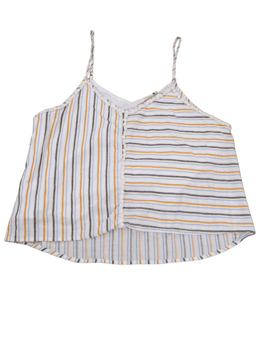Paper Crane Striped Fringe Trim Tank Top Small Boho Swing Cami